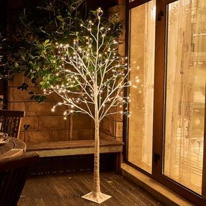 EAMBRITE 6FT Prelit Birch Tree with 288LT Led Fairy Tree Light Warm White Decor Home Festival Party Christmas Indoor and Outdoor Use
