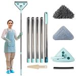 82 Inch Wall Mop with Long Handle,Baseboard Cleaner Tool with Handle,Triangle Mop Microfiber Wall Cleaner,Wall and Floor Cleaning Mop,Adjustable Extension Pole with 2 Removable Washable Mop Pads