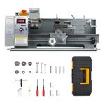 CREWORKS Mini Metal Lathe, 750W 21x40 cm Metal Lathe Machine with 3 Jaw Chuck and 2500rpm Max. Spindle Speed, Benchtop Metal Lathe with LCD Display for Drilling Turning Threading