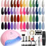 Modelones 28 Colors Gel Nail Polish Kit With U V Light Nail Dryer Lamp, 45pcs Soak Off Nail Gel Manicure Set Starter Kit No Wipe Base & Top Coat Bond Primer Diy Home Nail Curing Gift For Women