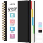 A5 Notebook, Lined Notebook with Removable Dividers, 300 Pages 100GSM Thick Notepad, Waterproof & Small Spiral Journal Notebook for Women Men, Subject Notebooks for Work Office School, 15.8 x 21.5cm