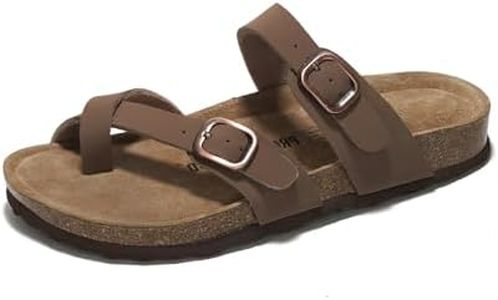 Project Cloud 100% Genuine Leather Womens Sandals - Cork Footbed Slides For Women - Comfortable Sandals Women with Memory Foam Beach Essential Summer Sandals For Women 2025 (Lian, TAN, 8)