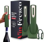 Rechargeable Electric Wine Bottle Opener - Charging Base and Foil Cutter Included with Automatic Wine Opener - Electric Corkscrew for Easy Cork Removal - Best Gift for Wine Lover (Green & Silver)