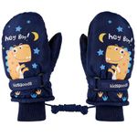 KAKU NANU Waterproof Gloves Kids Ski Gloves Toddler Baby Boys Winter Snow Mittens Warm Fleece Lined Ice Skating Outdoors 2-6 Years Black Blue Gloves