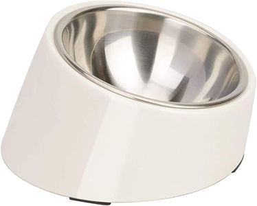 Super Design Mess Free 15° Slanted Bowl for Dogs and Cats, Tilted Angle Bulldog Bowl Dog Feeder, Non-Skid & Non-Spill, Easier to Reach Food S/0.5 Cup White