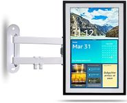 Echo Show 15 Wall Mount by IRONA, Adjustable Wall Mounting Bracket for All-New Echo Show 15, Swivel and Tilt Accessories, Easy Installation, Black (White)