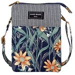 LassZone 5 Layers Crossbody Cell Phone Bag for Women Small Canvas Hanndbag Coin Purse Wallet Shoulder Bag with Floral Pattern and Multi Pocket for Travel (Blue)