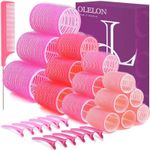 OLELON Jumbo Hair Rollers Set 38 Pcs, Self Grip Hair Rollers with Clips, Heatless Hair Curlers Rollers For Long Hair Velcro Rollers For Hair With Storage Box & Hair Roller Clips