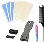 EHDIS Hair Extension Tape Tabs, 3Sheets Double Sided and 3 Sheet Single Side Replacement Tape Adhesive Hair Extension Tapes with Glue Remover Scraper Tool,Hair Comb, Tweezers