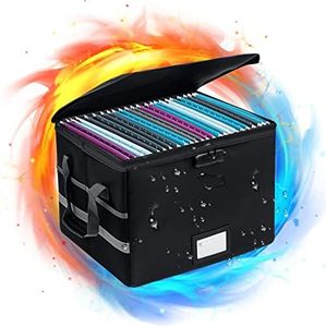 Mcbazel Collapsible Fireproof Document Box with Lock-Waterproof, Anti-Static Organizer for Letter,Legal Folders,Certifications,Books-Portable with Handle