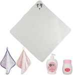 BABESIDE 5 Pcs Reborn Baby Doll Accessories and Doll Bath Set for 20-24 Inch Dolls, Reborn Doll Wrap Towel with Hand Towel and Toy Bath Fits Set for Lifelike Dolls White(Dolls not Included)