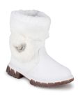 PASSION PETALS PU Winter Boots with Side Rhinestones Kids Baby Girls Boots for Your Kids for Comfortable Wear(White,2.5 Years-3 Years)