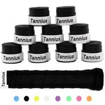 Tannius Tennis Racket Grip Tape, (6 or 9 Pack) Dry Feel Tennis Grips, Absorbent and Enhanced Tennis Overgrip (9-Pack Black)