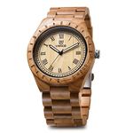 LeeEv Mens Light Weight Unique Wood Watch, Uwood Series Handmade Sandalwood Analog Quartz Vintage Roman Number Natural Wooden Wristwatch, cherry, wood watch