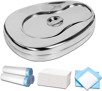 Stainless Steel Bed Pans for Elderly Females and Men - Bed Pan Set with 45 Disposable Liners and Super Absorbent Pads - Bedpan with Lid for Bedridden Patients Women Home Hospital…