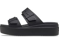 Crocs Women's Brooklyn Buckle Low Wedges, Black, 8 Women
