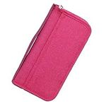 Travel Passport Wallet Holder, Veyarien Holiday Essentials Document Organiser Pouch Credit Cards Ticket IDs Keys Smartphone Holders for Men Women (Fuschia)