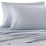 Wamsutta Damask Stripe 500-Thread-Count PimaCott Queen Sheet Set in Light Blue