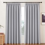 PONY DANCE Thick Blackout Curtains for Patio - Energy Saving Door Curtains Thermal Pencil Pleat Curtains Silver Grey Room Divider for Kitchen Study Cinema Decoration, W90 X L90, 2 Panels