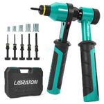 LIBRATON Rivet Nut Tool, Rivnut Tool, Professional Ratchet Nutsert Tool Kit, Nutsert Gun Kit with 5 Metric Mandrels, 5 Nut Heads, 50PCS Rivet Nuts, Rugged Carry Case, Insert Tool Kit for Automotive
