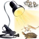 Tortoise Heat Lamp Basking Lamp, 3 Bulb UVA UVB Light Lamp, Heat Spotlight Reptile Light Aquarium Basking Light with Holder for Tortoise Bell Turtle Snake Lizards Terrarium Amphibian, E27 25W 50W