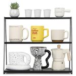 PUERSI Coffee Mug Holder, Mug Display Rack for Countertop, Metal Coffee Cup Holder, 3 Tier Mug Shelf for Coffee Bar, Coffee Station Accessories, Coffee Bar Organizer for Kitchen, Office, Home - Black