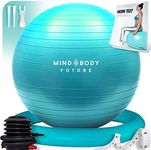 Yoga Ball Chair - Exercise Ball & Stability Ring. For Pregnancy, Balance, Pilates or Birthing Therapy. Use at Office, Gym or Home. Anti-Burst and Anti-Slip Premium Grade (75cm, Turquoise)