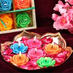 UPYOG Diwali Diya Decoration Floating Rose Flower Candles in Bulk | 6Pcs, Smokeless, Dripless & Long Lasting Candle | Water lamp Candles for Home, Pool, Weddings, Deepawali Decor, Cafe & Spa