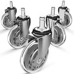 Sytopia Office Chair Caster Wheel Replacement Suitable for All Floors and Carpets, Heavy Duty, Floor Protecting, 10x22 mm (FIT IKEA Chairs ONLY, Polished Steel)