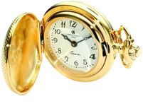 Charles-Hubert, Paris 6823 Classic Collection Gold-Plated Brass Quartz Pendant Pocket Watch