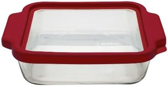 Anchor Hocking 8-Inch Square Cake Dish with Cherry TrueFit Lid, Set of 3