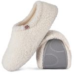 VeraCosy Women's Curly Fur Slippers Fuzzy Comfy Lightweight Breathable Memory Foam Anti-Slip House Shoes Cream White, 5/6 UK