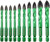 KURSTOL Masonry Diamond Drill Bit - 10pcs 1/4"-1/2" Concrete Diamond Hole Saw Set for Wood Plastic Brick Ceramic Tile Etc,Diamond Core Drill Bit Carbide Tips Quick Change Shank Fixed on Drills