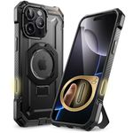 SUPCASE for iPhone 16 Pro Max Case with Camera Control Capture Button (Unicorn Beetle Grip), [Built-in Stand] [Compatible with MagSafe] Heavy Duty Magnetic Phone Case for iPhone 16 Pro Max, Black