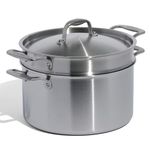 Made In Cookware - 8 Quart Stainless Steel Stock Pot with Lid and Pasta Insert - 5 Ply Stainless Clad - Professional Cookware - Made in Italy - Induction Compatible