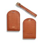 Personalised Luggage Tags - Luggage Tags For Suitcases - Leather Suitcase Tags - Leather Luggage Tag - Luggage Labels For Suitcases - Suitcase Tag Luggage Accessories (Brown)