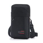 Travel Cell Phone Pouch Belt Pouch, Phone Holster Crossbody Bag with Shoulder Strap for iPhone Case Holder for Hand with Neck Lanyard Smartphone Walking Passport Wallet (Single Layer black)