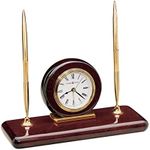 Howard Miller Rosewood Desk Set Table Clock 613-588 – Office Decor with Quartz, Alarm Movement