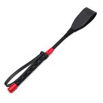 Zhichengbosi Horse Crop, Faux Leather Riding Crop With Anti-Slip Grip Gel Handle (red+black, 35cm)