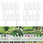 HASTHIP® Outdoor Garden Fence Border - Garden Edging Fence Decorative - White Garden Picket Fence Panels - Resistant PVC Garden Fence Decorative - Flower Bed Fencing for Pathway, Yard, Lawn (4 Pcs)