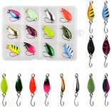 Mini Fishing Spoon Lure Set with Case, 12pcs / 24pcs Colorful Hard Metal Bait Set with Single Hook Jigging Baits Spoons for Trout Crappie Perch Panfish Pike 0.17oz (12pcs)