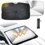 Qoosea Car Windshield Umbrella Sun Shade 31x55 Inch Foldable 5 Layers UV Block Coating Windshield Sunshade with Rope Umbrella Shaft UV Block & Heat Insulation Protection Suitable for Most Vehicles