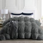 puredown Grey Goose Down Comforter Full/Queen Size, 800 Fill Power, 100% Cotton 700 TC Fabric, Winter Duvet Insert, Pinch Pleat Heavyweight Comforter Cloud Fluffy Extra Warmth