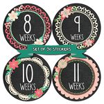 Months In Motion Pregnancy Weekly Belly Growth Stickers - Week to Week Pregnant Expecting Photo Prop - Maternity Keepsake - Baby Bump - Large Set of 36 Weekly Photo Sticker