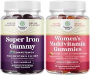 Natures Craft Bundle of Iron Gummies for Women and Men with Vitamin C for Higher Absorption and Daily Multivitamin for Women Gummies - Women's Multivitamin Gummies for Adults Energy and Immunity