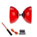 5" Flexible Double-head Transparent Bowl Triple Bearing Diablo, live Axle Chinese Yoyo Diabolo Set with Fiberglass Diablo Sticks & Carry Bag & Strings Great for Beginners and Professional (Red)