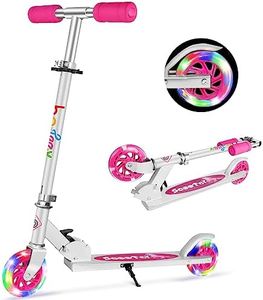 BELEEV V1 Scooters for Kids, 2 Wheel Folding Kick Scooter for Girls Boys, 3 Adjustable Height, Light Up Wheels, Lightweight Scooter with Sturdy Frame, Kickstand for Children 3 to 12 Years Old