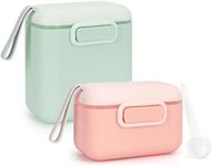 FYY 2PCS Baby Milk Powder Dispenser, 800ml+400ml Formula Milk Powder Dispenser Pot with Sealed Silicone Ring Cover, Leveler and Spoon for Outdoor Travel Feeding Pack-1 (Hold 400g+200g Powder)