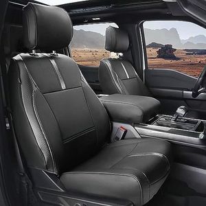 CoverCenter® for Ford F150 Seat Covers 2023 2022-2015, Custom-Fit Front Only Seat Cover for 2015-2023 F150 XL/XLT Carbon Fiber Leather Car Trucks Accessories (6PCS, Front Only)