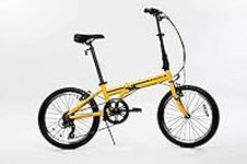 ZiZZO Campo 20 inch Folding Bike with Shimano 7-Speed, Adjustable Stem, Light Weight Aluminum Frame (Yellow)